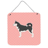 Caroline'S Treasures Siberian Husky Checkerboard Pink Wall Or Door Hanging Prints Bb3680Ds66, 6 X 6, Multicolor
