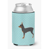 Caroline'S Treasures Toy Fox Terrier Checkerboard Blue Can Or Bottle Hugger Bb3687Cc, Can Hugger, Multicolor