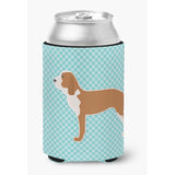 Caroline'S Treasures Spanish Hound Checkerboard Blue Can Or Bottle Hugger Bb3691Cc, Can Hugger, Multicolor
