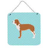 Caroline'S Treasures Spanish Hound Checkerboard Blue Wall Or Door Hanging Prints Bb3691Ds66, 6 X 6, Multicolor