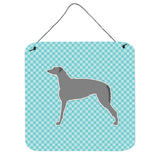 Caroline'S Treasures Scottish Deerhound Checkerboard Blue Wall Or Door Hanging Prints Bb3696Ds66, 6 X 6, Multicolor