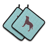 Caroline'S Treasures American Water Spaniel Checkerboard Blue Pair Of Pot Holders Bb3701Pthd, 7.5Hx7.5W, Multicolor