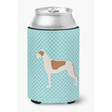 Caroline'S Treasures Greyhound Checkerboard Blue Can Or Bottle Hugger Bb3705Cc, Can Hugger, Multicolor