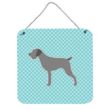 Caroline'S Treasures German Wirehaired Pointer Checkerboard Blue Wall Or Door Hanging Prints Bb3711Ds66, 6 X 6, Multic