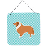 Caroline'S Treasures Collie Checkerboard Blue Wall Or Door Hanging Prints Bb3716Ds66, 6 X 6, Multicolor