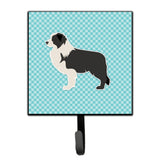 Caroline'S Treasures Black Border Collie Checkerboard Blue Leash Or Key Holder Bb3723Sh4, Small, Multicolor