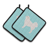 Caroline'S Treasures Bb3727Pthd Polish Tatra Sheepdog Checkerboard Blue Pair Of Pot Holders, 7.5H X 7.5 W, Multicolor,