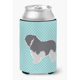 Caroline'S Treasures Bb3732Cc Polish Lowland Sheepdog Dog Checkerboard Blue Can Or Bottle Hugger, Multicolor