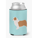Caroline'S Treasures Australian Shepherd Dog Checkerboard Blue Can Or Bottle Hugger Bb3733Cc, Can Hugger, Multicolor