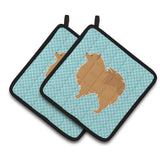 Caroline'S Treasures Pomeranian Checkerboard Blue Pair Of Pot Holders Bb3742Pthd, 7.5Hx7.5W, Multicolor