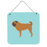 Caroline'S Treasures Pug Checkerboard Blue Wall Or Door Hanging Prints Bb3747Ds66, 6 X 6, Multicolor