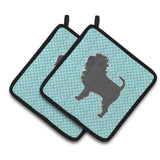 Caroline'S Treasures Affenpinscher Checkerboard Blue Pair Of Pot Holders Bb3748Pthd, 7.5Hx7.5W, Multicolor