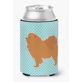 Caroline'S Treasures Chow Checkerboard Blue Can Or Bottle Hugger Bb3751Cc, Can Hugger, Multicolor