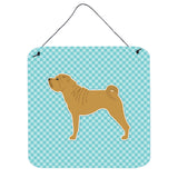 Caroline'S Treasures Shar Pei Checkerboard Blue Wall Or Door Hanging Prints Bb3752Ds66, 6 X 6, Multicolor