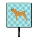 Caroline'S Treasures Shar Pei Checkerboard Blue Leash Or Key Holder Bb3752Sh4, Small, Multicolor