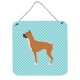 Caroline'S Treasures Boxer Checkerboard Blue Wall Or Door Hanging Prints Bb3753Ds66, 6 X 6, Multicolor