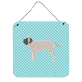 Caroline'S Treasures English Mastiff Checkerboard Blue Wall Or Door Hanging Prints Bb3756Ds66, 6 X 6, Multicolor