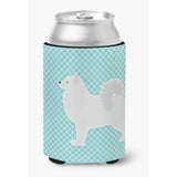 Caroline'S Treasures Samoyed Checkerboard Blue Can Or Bottle Hugger Bb3759Cc, Can Hugger, Multicolor