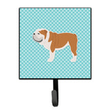Caroline'S Treasures English Bulldog Checkerboard Blue Leash Or Key Holder Bb3762Sh4, Small, Multicolor