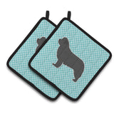 Caroline'S Treasures Newfoundland Checkerboard Blue Pair Of Pot Holders Bb3764Pthd, 7.5Hx7.5W, Multicolor