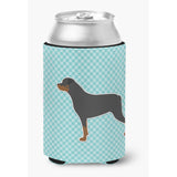 Caroline'S Treasures Rottweiler Checkerboard Blue Can Or Bottle Hugger Bb3766Cc, Can Hugger, Multicolor