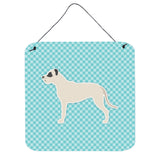 Caroline'S Treasures Dogo Argentino Checkerboard Blue Wall Or Door Hanging Prints Bb3767Ds66, 6 X 6, Multicolor