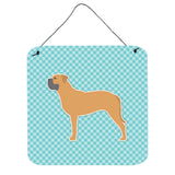 Caroline'S Treasures Bullmastiff Checkerboard Blue Wall Or Door Hanging Prints Bb3771Ds66, 6 X 6, Multicolor