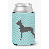 Caroline'S Treasures Great Dane Checkerboard Blue Can Or Bottle Hugger Bb3775Cc, Can Hugger, Multicolor