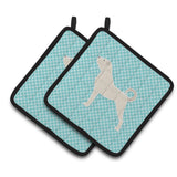 Caroline'S Treasures Anatolian Shepherd Checkerboard Blue Pair Of Pot Holders Bb3777Pthd, 7.5Hx7.5W, Multicolor