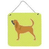 Caroline'S Treasures Bloodhound Checkerboard Green Wall Or Door Hanging Prints Bb3784Ds66, 6 X 6, Multicolor