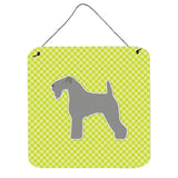 Caroline'S Treasures Kerry Blue Terrier Checkerboard Green Wall Or Door Hanging Prints Bb3792Ds66, 6 X 6, Multicolor