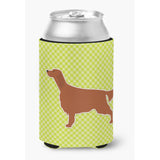 Caroline'S Treasures Irish Setter Checkerboard Green Can Or Bottle Hugger Bb3793Cc, Can Hugger, Multicolor