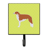 Caroline'S Treasures Borzoi Russian Greyhound Checkerboard Green Leash Or Key Holder Bb3799Sh4, Small, Multicolor