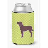 Caroline'S Treasures American Water Spaniel Checkerboard Green Can Or Bottle Hugger Bb3801Cc, Can Hugger, Multicolor