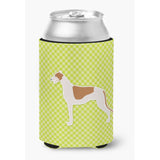 Caroline'S Treasures Greyhound Checkerboard Green Can Or Bottle Hugger Bb3805Cc, Can Hugger, Multicolor