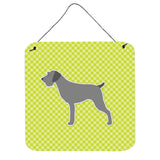 Caroline'S Treasures German Wirehaired Pointer Checkerboard Green Wall Or Door Hanging Prints Bb3811Ds66, 6 X 6, Multi