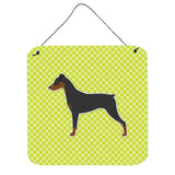 Caroline'S Treasures German Pinscher Checkerboard Green Wall Or Door Hanging Prints Bb3813Ds66, 6 X 6, Multicolor