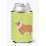 Caroline'S Treasures Collie Checkerboard Green Can Or Bottle Hugger Bb3816Cc, Can Hugger, Multicolor