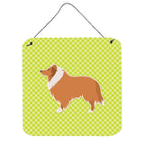 Caroline'S Treasures Collie Checkerboard Green Wall Or Door Hanging Prints Bb3816Ds66, 6 X 6, Multicolor