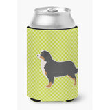 Caroline'S Treasures Bernese Mountain Dog Checkerboard Green Can Or Bottle Hugger Bb3819Cc, Can Hugger, Multicolor