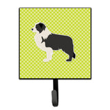 Caroline'S Treasures Black Border Collie Checkerboard Green Leash Or Key Holder Bb3823Sh4, Small, Multicolor
