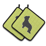 Caroline'S Treasures Briard Checkerboard Green Pair Of Pot Holders Bb3826Pthd, 7.5Hx7.5W, Multicolor