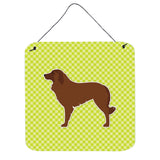 Caroline'S Treasures Portuguese Sheepdog Dog Checkerboard Green Wall Or Door Hanging Prints Bb3831Ds66, 6 X 6, Multico
