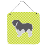 Caroline'S Treasures Polish Lowland Sheepdog Dog Checkerboard Green Wall Or Door Hanging Prints Bb3832Ds66, 6 X 6, Mul