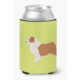 Caroline'S Treasures Australian Shepherd Dog Checkerboard Green Can Or Bottle Hugger Bb3833Cc, Can Hugger, Multicolor