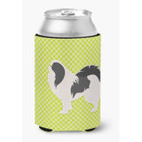 Caroline'S Treasures Japanese Chin Checkerboard Green Can Or Bottle Hugger Bb3837Cc, Can Hugger, Multicolor