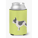 Caroline'S Treasures French Bulldog Checkerboard Green Can Or Bottle Hugger Bb3841Cc, Can Hugger, Multicolor