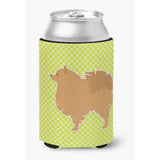 Caroline'S Treasures Pomeranian Checkerboard Green Can Or Bottle Hugger Bb3842Cc, Can Hugger, Multicolor