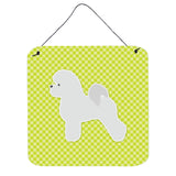 Caroline'S Treasures Bichon Frise Checkerboard Green Wall Or Door Hanging Prints Bb3845Ds66, 6 X 6, Multicolor