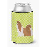 Caroline'S Treasures Shih Tzu Checkerboard Green Can Or Bottle Hugger Bb3846Cc, Can Hugger, Multicolor